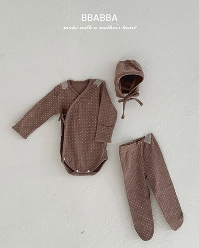 點點側開扣新生兒服set(2color)5