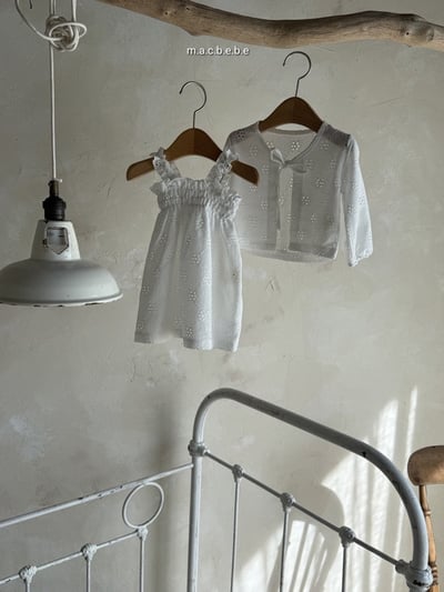 鏤空花花洋裝+罩衫set(2color)5