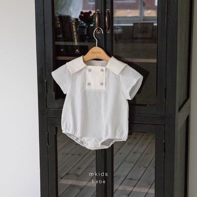 學院風鈕扣條紋包屁衣9