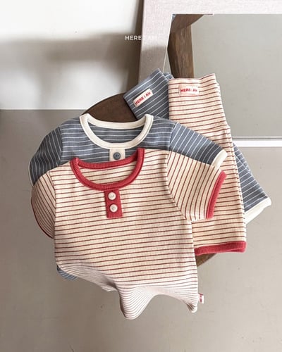鈕扣條紋居家套裝(baby/kids)1