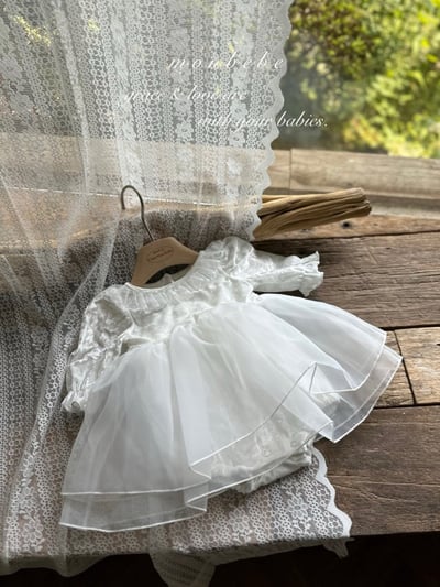 珍珠釦質感絨面拼接包屁紗裙6