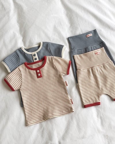 鈕扣條紋居家套裝(baby/kids)9
