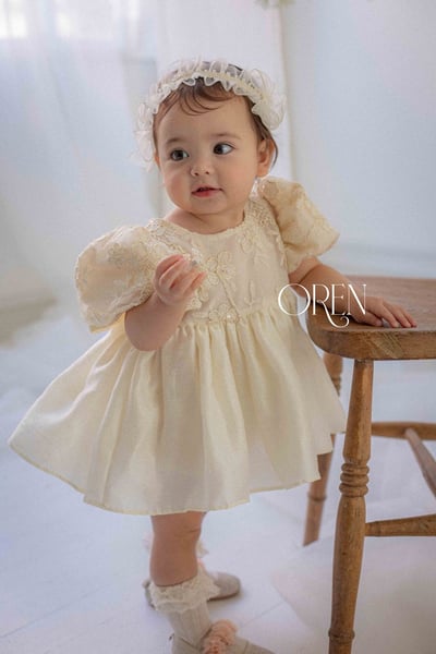 後綁帶花花壓紋包屁裙/洋裝12