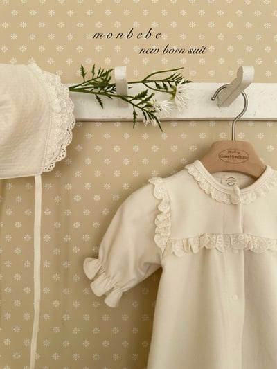 小公主蕾絲滾邊新生兒服/蕾絲滾邊帽2