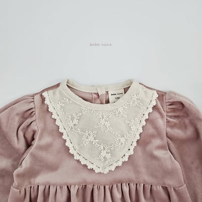 蕾絲雕花質感絨面包屁衣*現貨粉12m14