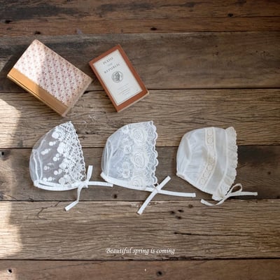 花花蕾絲綁帶帽1