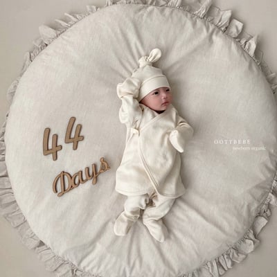 有機棉側開扣肚衣＋帽set4