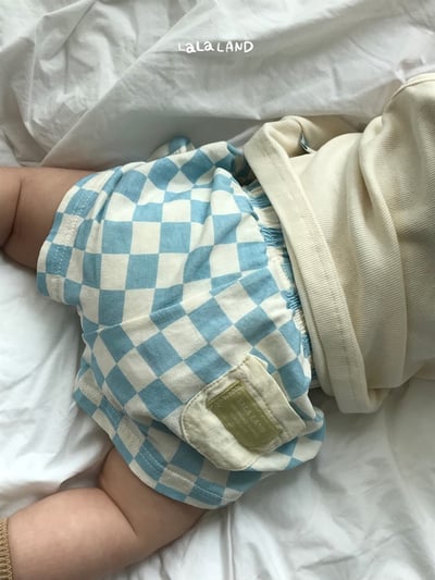 棋盤格紋布標口袋鬆緊褲(3color/baby)10