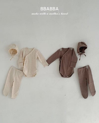 點點側開扣新生兒服set(2color)3