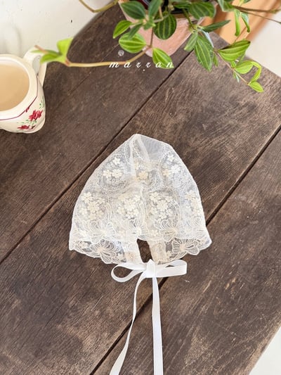 蕾絲綁帶帽6
