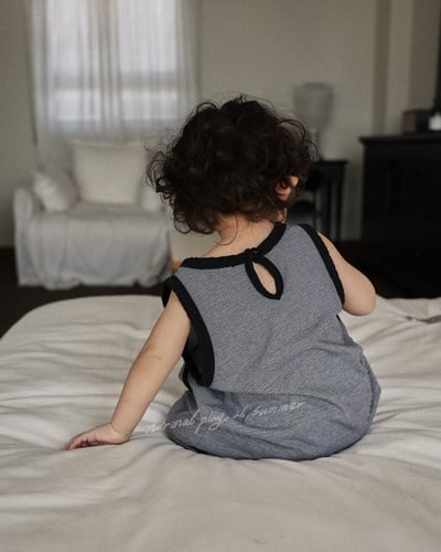 口袋條紋連身衣(2color)6