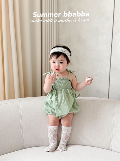 綁帶抓皺荷葉邊親子裝16