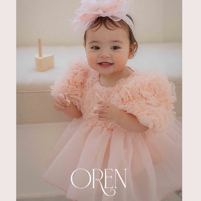 優雅公主繁盛玫瑰後綁帶包屁紗裙/洋裝(粉)20