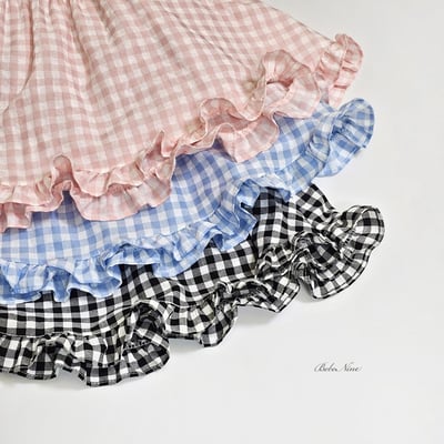 格紋傘擺捲邊上衣(3color)18