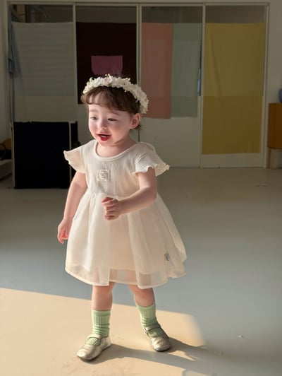 捲邊拼接紗裙公主洋裝3