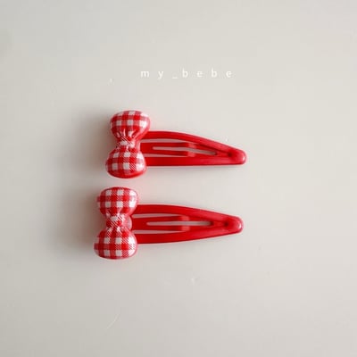 ribbon格紋髮夾2入/組4