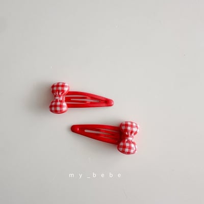 ribbon格紋髮夾2入/組6