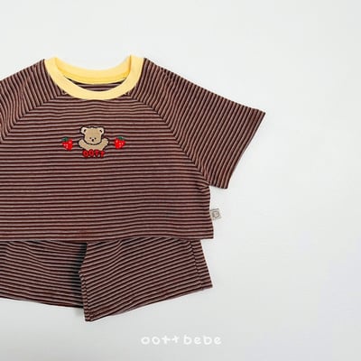 熊熊草莓條紋套裝8