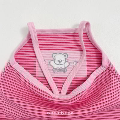 熊熊草莓背心條紋連身衣13