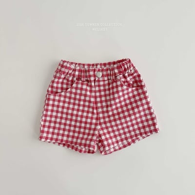 蕾絲愛心滾邊格紋短褲(2color)18