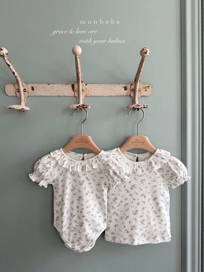 花花捲邊澎袖包屁衣/上衣3