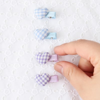 愛心格紋髮夾4入組6