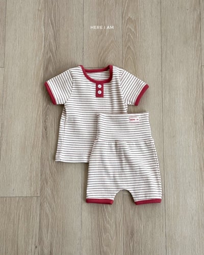 鈕扣條紋居家套裝(baby/kids)4