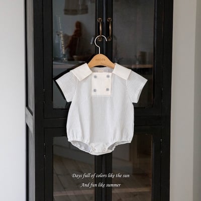 學院風鈕扣條紋包屁衣6