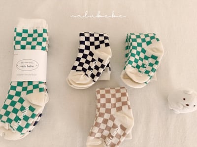 棋盤格紋寶寶襪set5