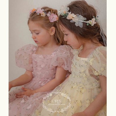 如詩如畫！刺繡玫瑰公主包屁紗裙/洋裝(2color)11