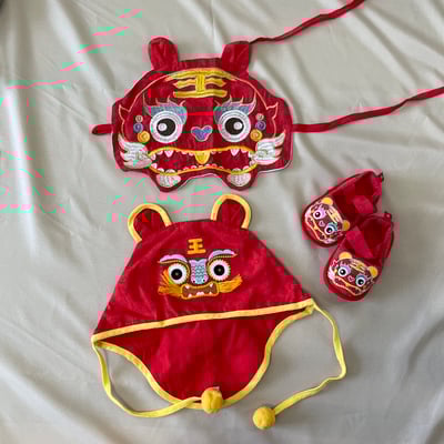 ✤手製刺繡虎衣三件組2