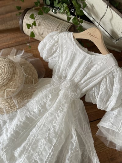 玫瑰綁帶壓紋包屁澎裙/洋裝12