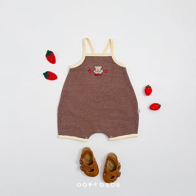 熊熊草莓背心條紋連身衣6