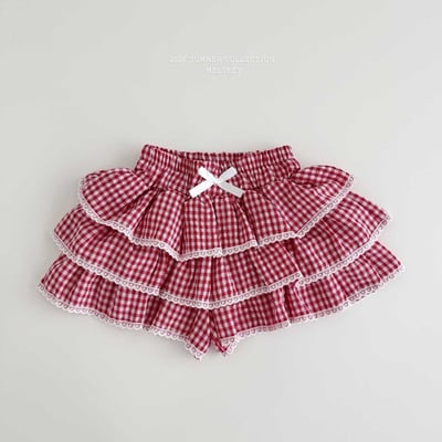 愛心蕾絲滾邊格紋蛋糕褲裙11