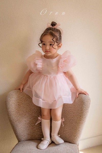 仙氣飄飄公主後綁帶包屁紗裙/洋裝(粉)4