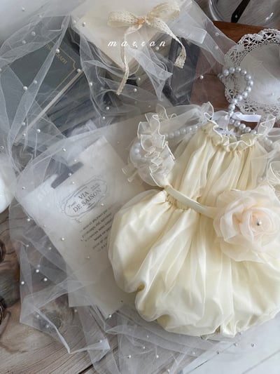 玫瑰綁帶緞紗包屁衣/洋裝8