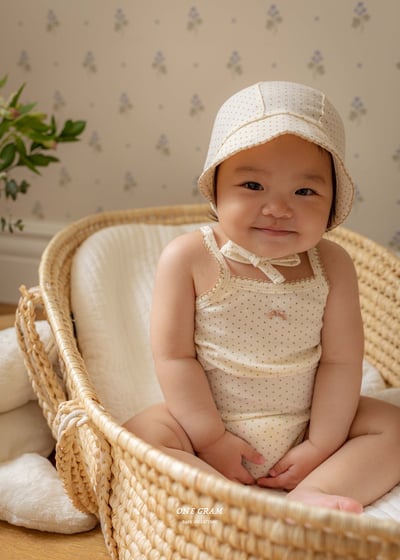 點點蝴蝶結背心包屁衣*現貨奶油12m1