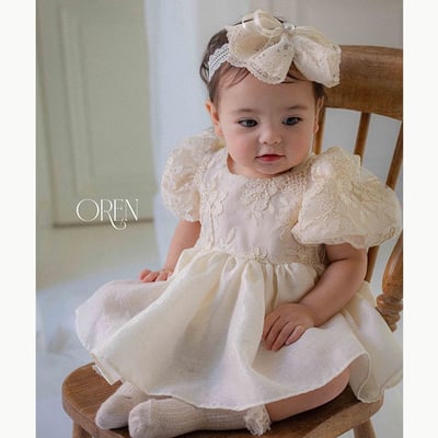 後綁帶花花壓紋包屁裙/洋裝2