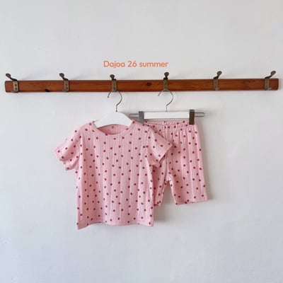 壓紋草莓上衣+6分褲套裝(2color)4