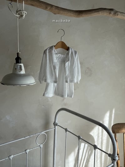 鏤空花花洋裝+罩衫set(2color)4