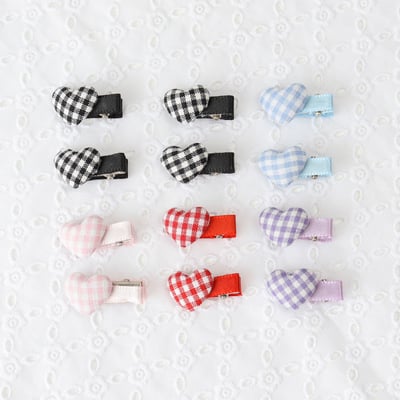 愛心格紋髮夾4入組2