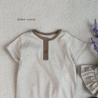 條紋連身衣爬服*現貨奶茶12m7