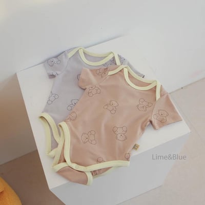 撞色滾邊熊熊包屁衣(6color)1