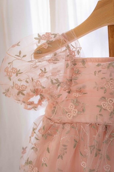 如詩如畫！刺繡玫瑰公主包屁紗裙/洋裝(2color)20