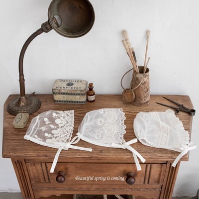 花花蕾絲綁帶帽2