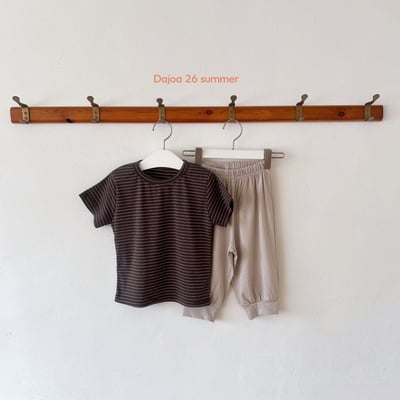 條紋上衣+縮口長褲套裝(3color)16