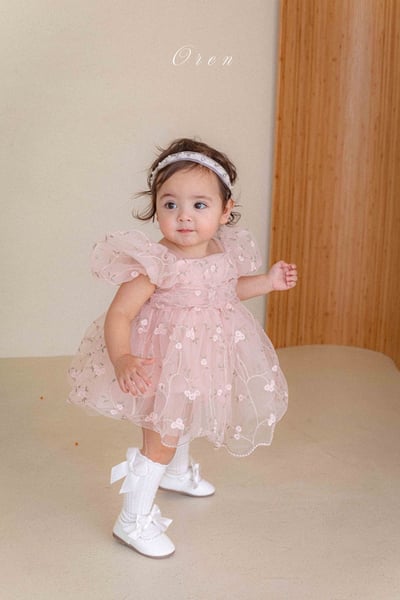 如詩如畫！刺繡玫瑰公主包屁紗裙/洋裝(2color)5