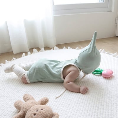 滾邊背心包屁衣＋精靈帽*現貨棕12m5