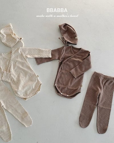 點點側開扣新生兒服set(2color)7