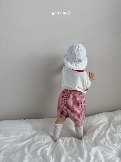 後口袋格紋鬆緊褲(4color)7